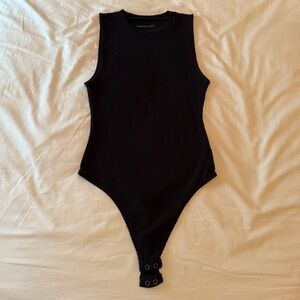 American Eagle Outfitters Black V-Neck Bodysuit Classic Knit